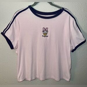 Disney Daisy Duck Light Pink Women’s Tee with Navy Trim NWOT